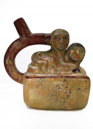 Pre - Columbian Pottery - Couple With Baby Jug - Larco Museum Replicas Collection photo