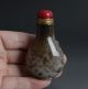 Chinese Brown&black Moss Natural Gray Agate Hollowed Well Snuff Bottle - Jr11477 Snuff Bottles photo 9