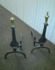 1900 ' S Cast Iron And Bronze Modern Andirons By Cahill Fireplaces & Mantels photo 2