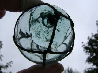 (1034) 2.  25 Inch Marked W/backward 2 Net Japanese Glass Float Ball Buoy Bouy photo