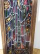 Antique Stained Glass Leaded Window Made As A Lighted Shadow Box 1900-1940 photo 3