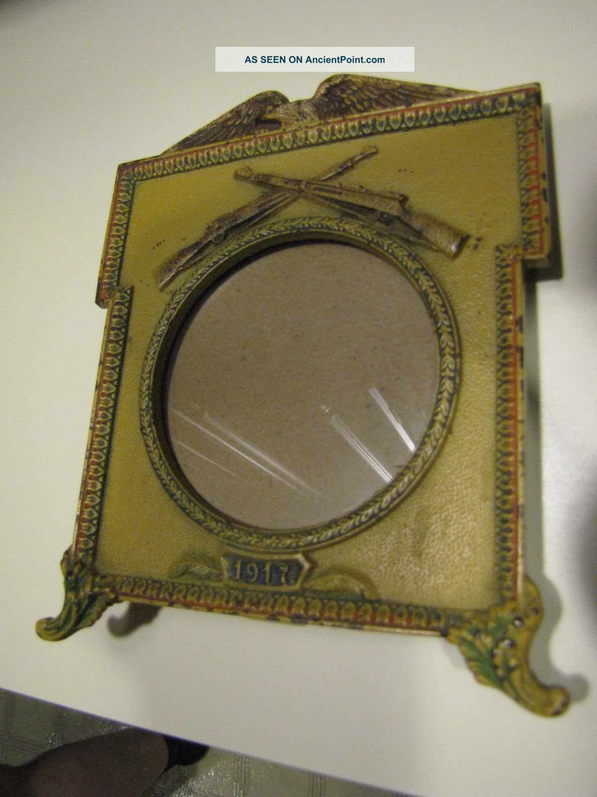 Antique Metal Frame For Photgraph Or Art Work Military American 1917 Metalware photo