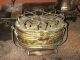Antique Brass Coal Warmer Scuttle Hand Made Lion? Human Head Footed Grate Lid Victorian photo 2