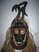 Vintage African Wooden Tribal Mask,  With Snake And Bird Decoration,  Senufo (?) Masks photo 2
