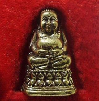 Thai Mini Buddhist Amulet Happy Buddha Hotei Budai Sangkajai Real Lucky Rich Win photo