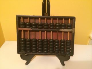 Antique Abacus Chinese Wood Calculator China Bead photo