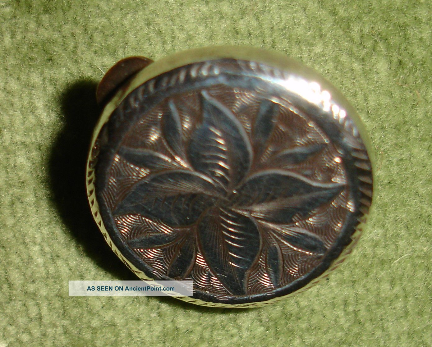 Antique West Silver Floral Solitaires Bachelor Stud Button Spring Mechanism Buttons photo