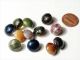 Collection (12) 14mm Rare Antique Czech Satin Striped Glass Waistcoat Buttons 3 Buttons photo 1