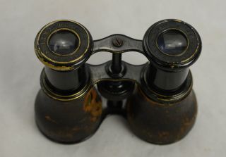 19thc Lemaire Field Glasses Small Binoculars Black Toned Brass Paris Hunting photo