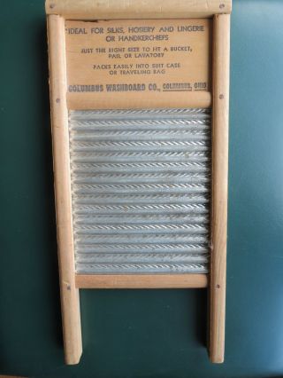 Vintage Dubl Handi Washboard Wood Early American Decor Columbus Wash Board Co. photo