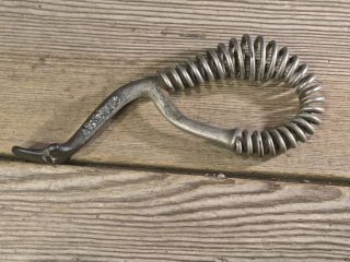 Vintage Wood Coal Old Cook Stove Plate Lid Lifter Arctic Spring Handle Nickel photo