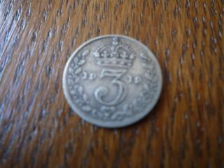 1919 Solid Silver Threepence Coin Antique Vintage Old Retro London Royal Mint Uk photo
