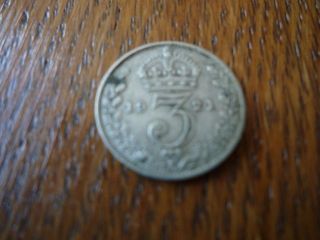 1921 Solid Silver Threepence Coin Antique Vintage Old Retro London Royal Mint Uk photo