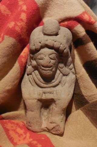 Pre Columbian Ecuador Pottery Seated Female Figure Jamacoaque Authentic photo