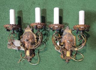 Antique Riddle Co.  Lighting Usa Cast Brass Double Arm Sconces photo