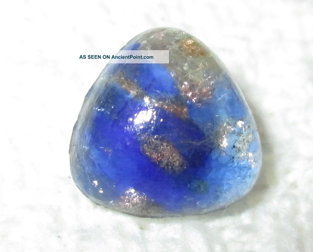 Gorgeous Blue & Goldstone Antique Victorian Leo Popper Glass Button - Triangle Buttons photo