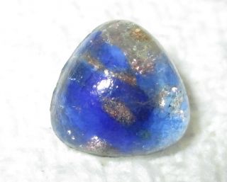 Gorgeous Blue & Goldstone Antique Victorian Leo Popper Glass Button - Triangle photo