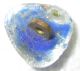 Gorgeous Blue & Goldstone Antique Victorian Leo Popper Glass Button - Triangle Buttons photo 2