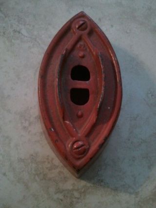 Vintage Sad Iron Red Primitive Rustic Bookend Paperweight Doorstop photo