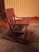 Antique Oak Wood Baby High Chair Folds Down To Childs Rocker Vintage Baby Carriages & Buggies photo 4