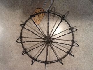 Antique Tin Trivet Unusual Twisted Wire Round photo