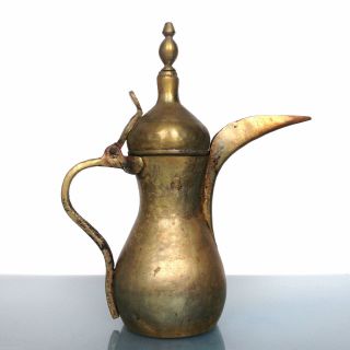 Dallah Coffee Marked Pot Arabic Islamic Antique Jug Ewer Persia Brass photo