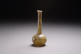 Ancient Roman Yellow Glass Unguentarium - 2nd Century Ad photo