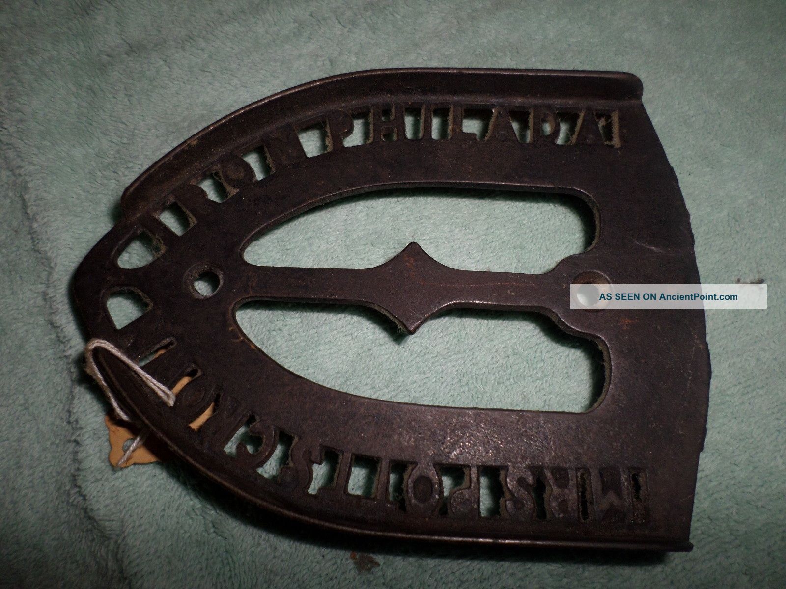 Antique Cast Iron Mrs.  Pottscrown Iron Philadelphia Sad Iron Trivet Trivets photo