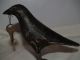 Rare Hand Carved Wood Iron Standing Crow On A Pool Ball 8 Sculture Bird Carved Figures photo 1