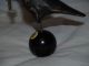 Rare Hand Carved Wood Iron Standing Crow On A Pool Ball 8 Sculture Bird Carved Figures photo 2