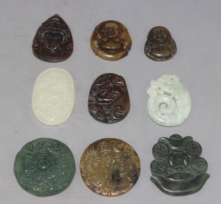 Collect Chinese 9pc Jade Carving Amulet Pendants photo