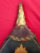 Rare Antique 19th C.  Fireplace Bellows - Handpainted Wood,  Leather,  Ornate Brass Hearth Ware photo 5