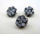 Antique - 3 Round Rhinestone & Metal Buttons Made Slovakia - Cho - Diminutive Buttons photo 1
