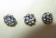 Antique - 3 Round Rhinestone & Metal Buttons Made Slovakia - Cho - Diminutive Buttons photo 4