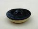 Antique - Cream & Black Celluloid & Metal Button - 15/16 