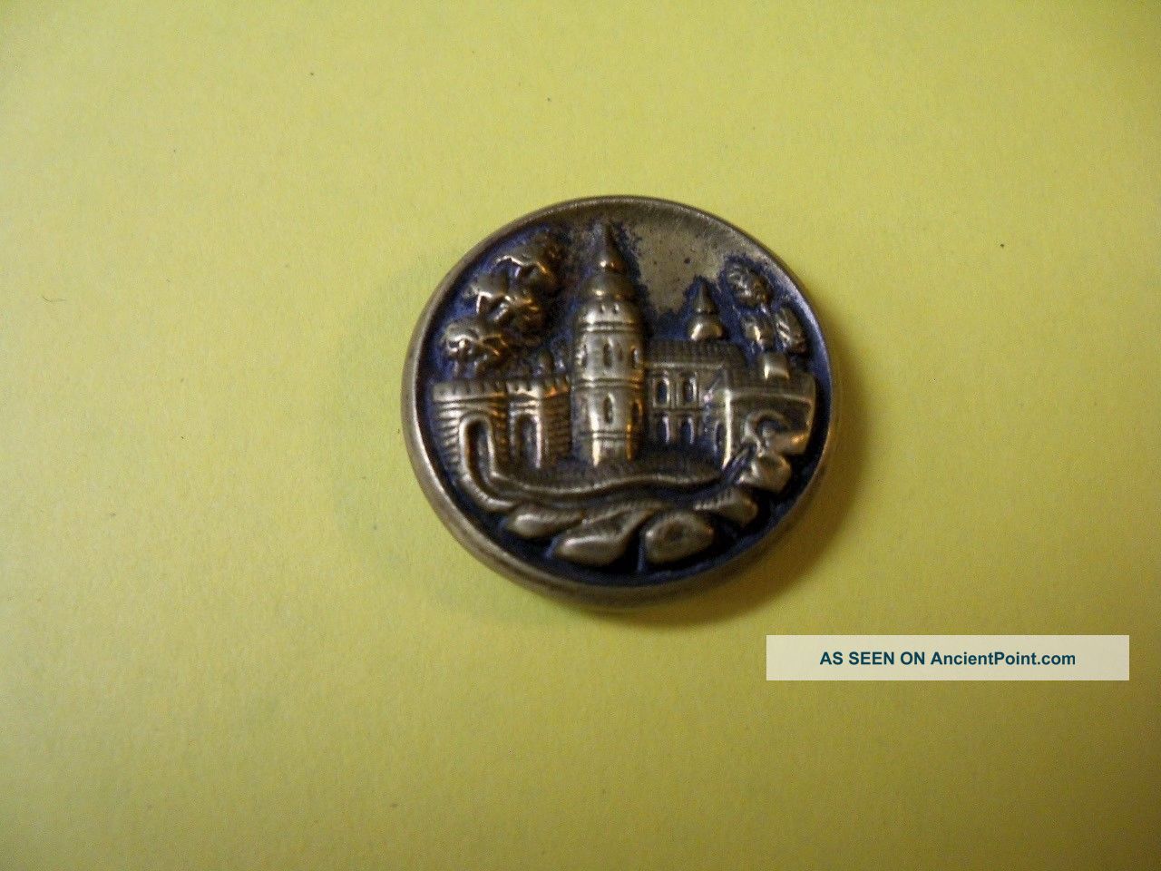 Antique Metal - Brass And Steel Picture Button Buttons photo
