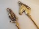 Vintage Of 2 Brass English Toasting Forks Horse Head & Owl 17 1/2 