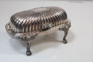Vintage Roll Top Silverplate Butter Dish Fb Rogers W/ Glass Insert photo
