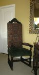 Vintage Ornate Barley Twist Carved Wood Throne Chair W Brass Feet Post-1950 photo 2