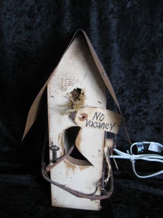 Primitive Birdhouse Repurposed,  Salvaged Materials,  Lights Up photo