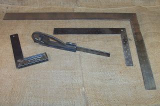 4 Old Woodworking Squares Nicholls Stanley Primitive Antique Carpenter Tools photo