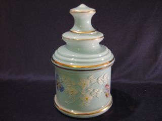 Vtg Apothecary Jar,  Hand Painted/decorated,  Gilt Trim,  Butterflies,  Floral photo