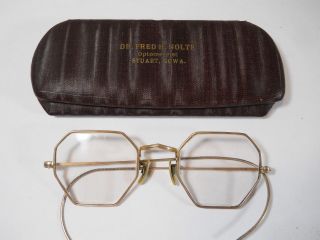 Vintage1930 ' S Gf Wire Rim Spectacles Eye Glasses Squire By American Optical Co photo