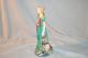 Vintage Old Desvres Hand Painted French Lady With Fan Porcelain Woman Figurine Figurines photo 6