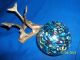 Hand Blown Glass Float Fishing Ball With Solid Brass Dolphin Stand Tall 