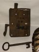 True Antique Iron Pennsylvania Dutch Elbow Door Lock + Skeleton Key German Set Locks & Keys photo 2