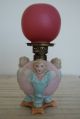 Figural Bisque Porcelain Cherub Angel Miniature Oil Gwtw Kerosene Old Glass Lamp Lamps photo 11