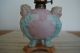 Figural Bisque Porcelain Cherub Angel Miniature Oil Gwtw Kerosene Old Glass Lamp Lamps photo 5