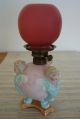 Figural Bisque Porcelain Cherub Angel Miniature Oil Gwtw Kerosene Old Glass Lamp Lamps photo 7