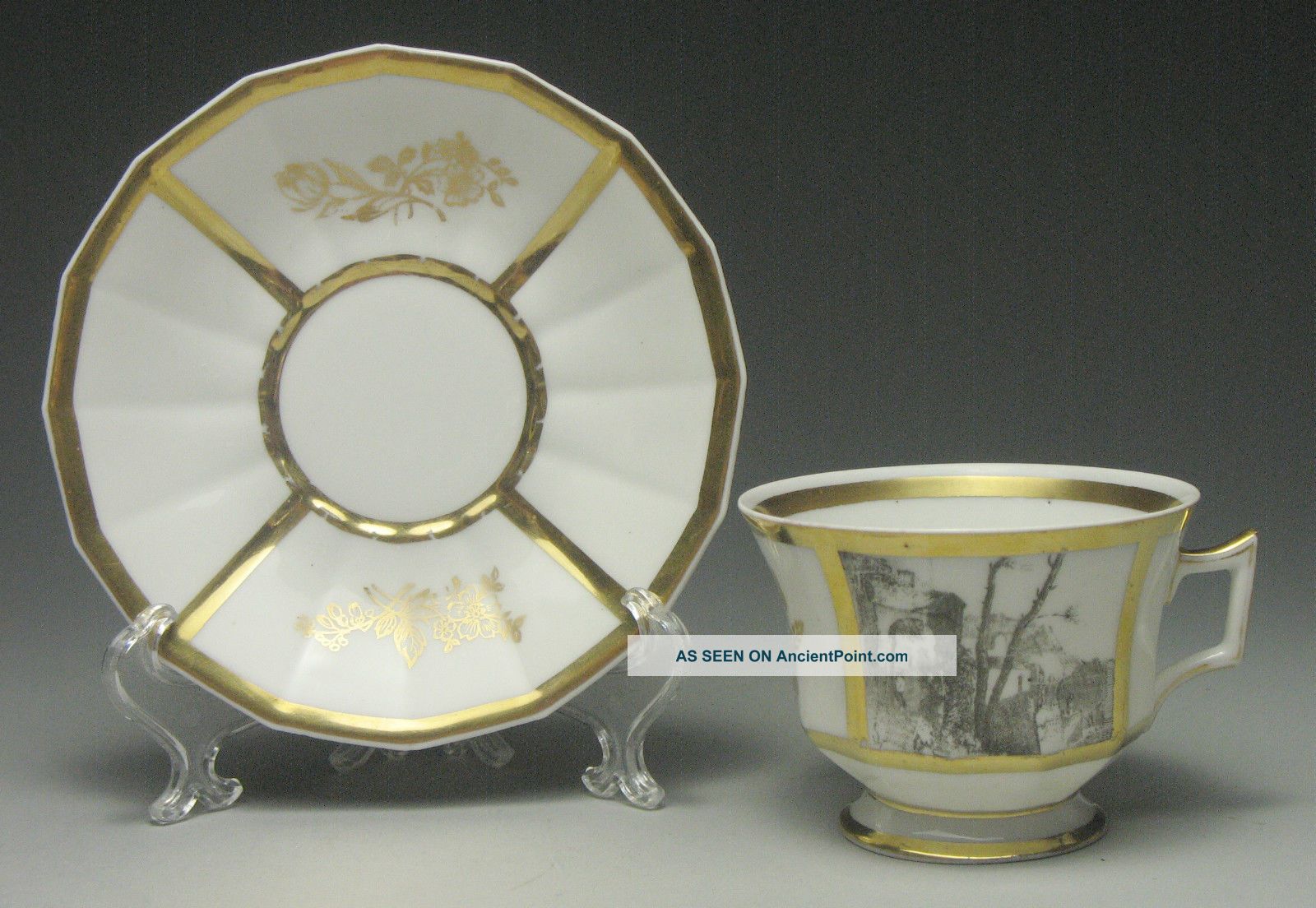 Fabulous Gold Gilt G.  Demartine & Cie.  Gd&cie Limoges French Porcelain Teacup Cups & Saucers photo